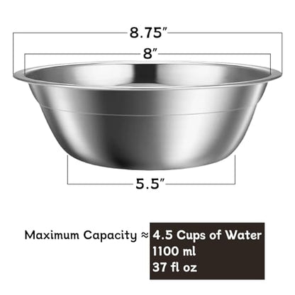 kathson 2 Pack Stainless Steel Dog Bowls, Dog Water and Food Bowl Set, Metal Puppy Bowls, Pet Dishes for Small Dogs and Cats - color: Silver, size: 4cups