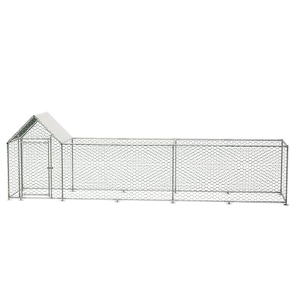 Large Metal Chicken Coop Walk-in Chicken Run Galvanized Wire Poultry Chicken Hen Pen Cage Rabbits Duck Cages with Waterproof and Anti-Ultraviolet Cover for Outside - size: 119.0"L x 42.2"W x 59.6"H