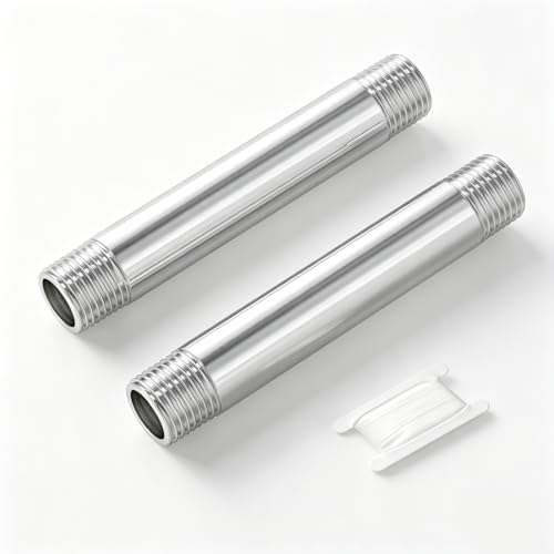 TAISHER 2Pcs Stainless Steel Pipe Fittings, 1/2" NPT x 1/2" NPT Male Threaded, 6" Length Nipple Cast Pipe - size: 1/2" MNPT 2pcs