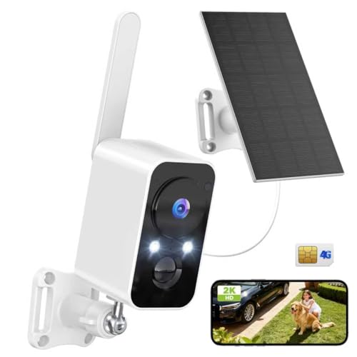 4G LTE Cellular Security Camera Solar: Wireless Cameras Outdoor for Home Security - No WiFi Video Cam Battery Powered - Surveillance Monitor System with SIM Floodlight Night Vison - color: 1Pack-4G No WiFi