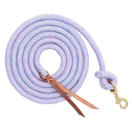 Weaver Equine Performance Lead Rope,10' Horse Cowboy Rope with Brass Plated Snap, Soft Comfort Grip, Barn Horse Tack for Daily Use - color: Light Purple/Light Blue/Light Green