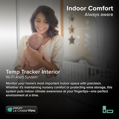 Temp Tracker Interior Wi-Fi Alert System with the Bridge Gateway and an Interior Temperature and Humidity Display with Comfort Meter - size: Small