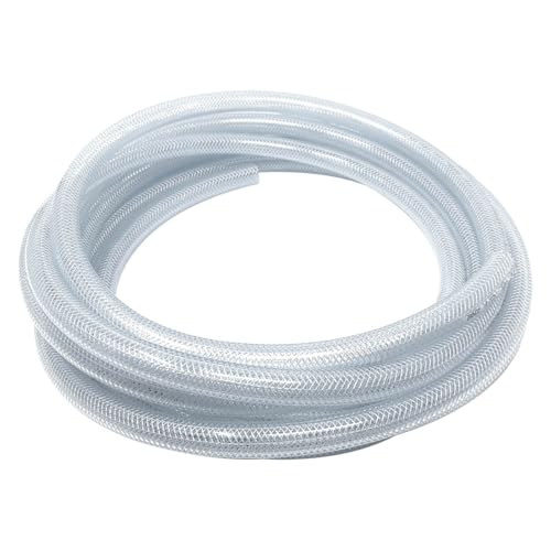 Gloxco Clear Braided PVC Tubing, Food Grade, Heavy Duty Reinforced Hose, 1/2" ID, 25 Ft Length - size: 1/2" x 25 Ft