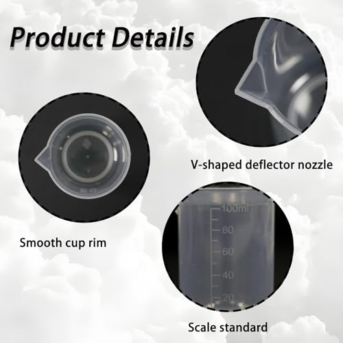 4Pcs 100ML Reusable Plastic Measuring Cup, Beaker Tip and Pour Measuring Containers for Kitchen Cooking Medicine Measure Tool - size: 100ML