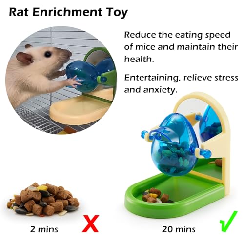 Rat Enrichment Foraging Toys, Interactive Puzzle Slow Feeder Treat Dispenser, Hanging Cage Accessories, Easy-Clean Rodent Toys for Rat Mice, Bird Foraging Toy for Parakeet Conure (1Pcs)