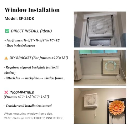 10 Inch Window Shutter Exhaust Fan,11.6 x 11.6 Inch Cutout, 406CFM 35W Wall-Mounted Ventilation Air Intake Extractor for Bathroom Home - color: 11.6 Inch Cutout
