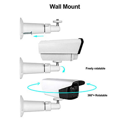 Security Camera Wall Mount Bracket (1/4'') Adjustable Indoor/Outdoor Mount Compatible with Arlo, WYZE, Amcrest, TENVIS, Faleemi, Wansview, CCTV Camera and Other Compatible Models (2 Pack / White)
