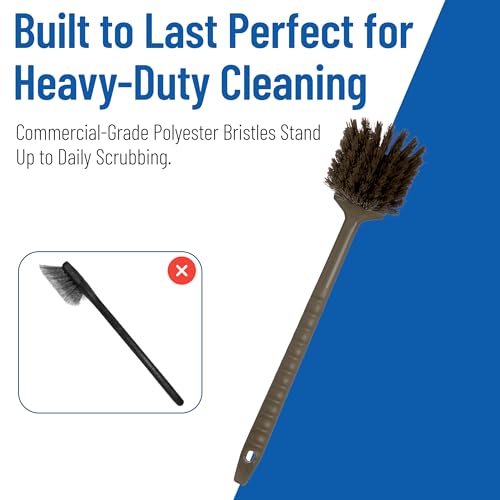 SPARTA 40501EC01 Plastic Large Scrub Brush, Kitchen Brush, Utility Brush With Long Handle For Cleaning, 20 Inches, Brown