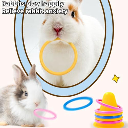 Rabbit Training Rings Toy Interactive Educational Stacking Rings 5 Random Colors Puzzle Toys for Small Animal Bird Kitten Ferret Guinea Pig Squirrel (Red) - color: Red