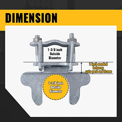 VIVIDA Kennel Gate Latch 1-3/8", Chain Link Dog Kennel Latch, for 1-3/8" Gate Frame & 1-3/8" Panel Frame, U-Bolt & Nuts Included, Galvanized Steel, 2 PCS - size: 1-3/8" (2 PCS)