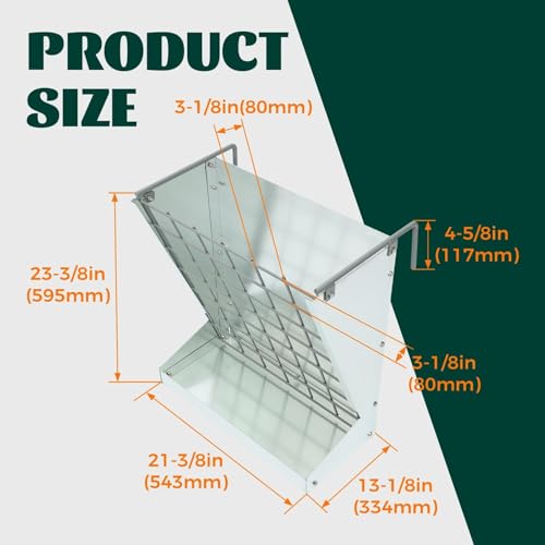 KUAFU Hay Feeder 2 in 1 Hay Rack Wall Mount Goat Feeders，Heavy Duty Galvanized Steel Hanging Feeders for Farm Livestock Small Goat & Sheep Grain Indoor Outdoor Uses | Galvanized Steel Hanging Feeders for Farm Livestock Small Goat & Sheep Grain Indoor Outd