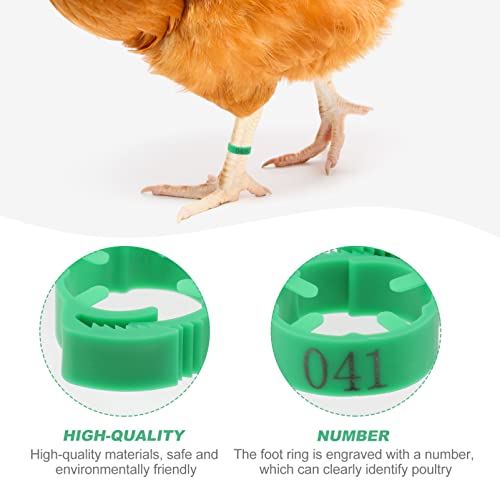 100 Pack Poultry Leg Bands - Durable Numbered Chicken and Duck Identification Rings for Easy Breed Management(Green,2 Packs) - color: Green, size: 2 packs