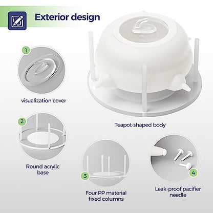 200ml Silicone Multi-Pet Milk Feeder with 4 Nipples(White) | Feeds 4 pets at once! Silicone, Stable base, Smooth milk flow. Leak-proof needles seal unused nipples. Includes syringe. - color: White, size: 200ml