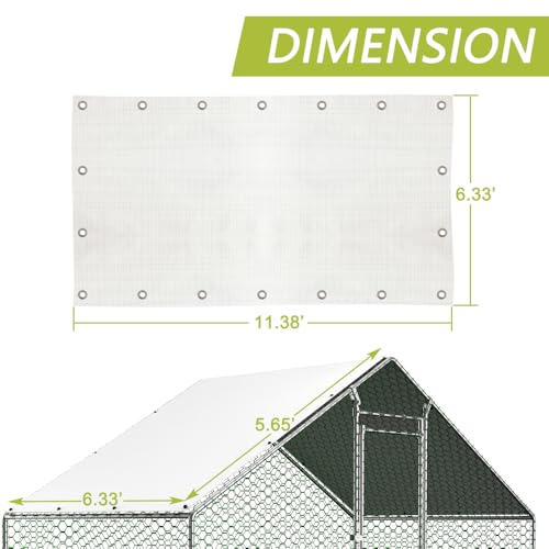Sturdy Walk-in Chicken Run with Galvanized Steel Frame and PVC-Coated Hexagonal Wire Mesh, UV-Resistant Waterproof Cover for Outdoor Poultry Enclosure (White + PE Rattan+Iron+Waterproof Fabric) - color: White + PE Rattan+Iron+Waterproof Fabric