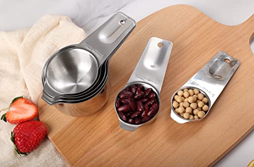 DOTINGHUX 8 Pcs Stainless Steel Measuring Cups Set, Kitchen Measuring Cup for Cooking and Baking - color: 8 Cups