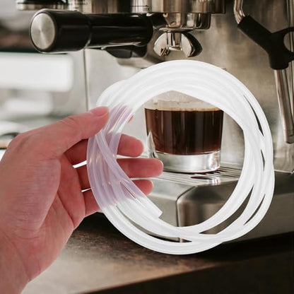 Mikikit 1set Clear Silicone Milk Hose with Brush for Coffee Machine Milk Pipe Replacement Easy Install Food-grade for Automatic Espresso Machines