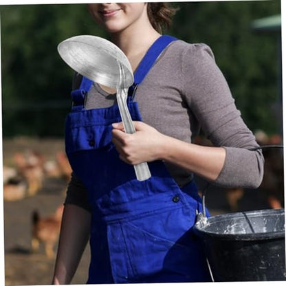 Iron Water Ladle with Handle Heavy Duty Grain Scoop for Livestock and Gardening Polished for Smooth Use Portable Water Spoon for Farm Feeding and Mixing Tasks