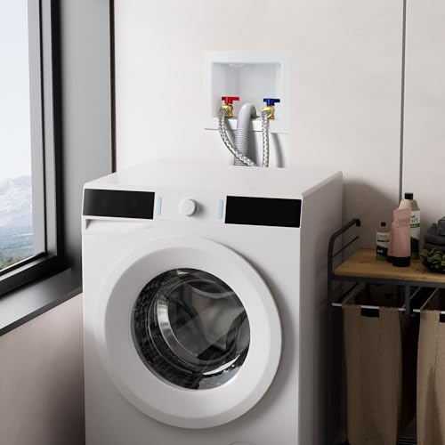 Push-Fit Washing Machine Outlet Box, 1/2-Inch Push Fit x3/4-Inch MHT with Center Drain, Washer Faucet Recessed Box, Laundry Washer Valve Outlet Box, with 2 Disconnect Clips - color: Push Fit/Optimized