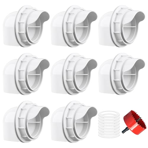 ZenxyHoC Chicken Feeders No Waste, DIY Automatic Poultry Feeder 8 Ports 1 Hole Saw with Covers Gravity Feed Kit for Buckets Barrels Bins Troughs (White) - color: White, size: 8 Ports
