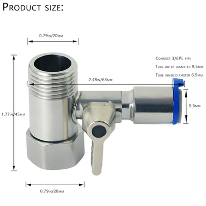 Stainless Steel 1/2"x1/2"x3/8" Tee Stop Valve | For RO reverse osmosis filters, coffee brewers, ice makers & fridge water splitters. Stainless steel tee stop valve. - style: 1/2*1/2*3/8Three-Way Ball Valve