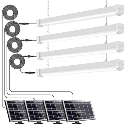 4-Pack 3FT Solar Shop Light with Motion Sensor, 18W Solar Powered Integrated LED IP65 Waterproof Outdoor Security Light for Garage, Barn, House - size: 4PK