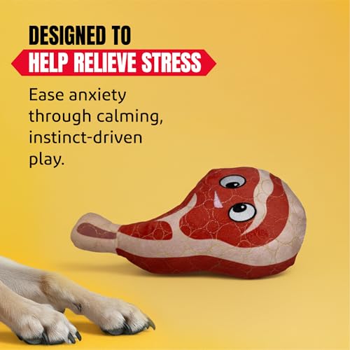 Bite Force - Durable & Strong Dog Toy Ribby with Squeaker, Kevlar-Reinforced Seams for Aggressive chewers- Red. - color: Regular - Rib eye