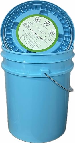 House Naturals 5 Gallon Food Grade Made in USA Plastic Bucket with Screw On Air Tight Double Gasket lid, (Pack of 3) (Aqua Buckets -Aqua Lids)