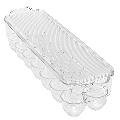 Kitchen Details Egg Crate | Dimensions: 14.5"x4.5"x2.9" | Fits 14 Eggs per Crate | Stackable | BPA Free | Easy Pull Handles | Kitchen Organization | Clear