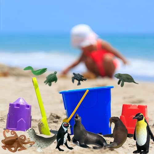 10Pcs Sea Animal Action Figures Toy for Kids, Great for Kids Stocking Stuffer, Bath Toys, Beach Toys, Cake Topper and Party Favors, Gifts, Prizes, Rewards - color: Sealifes