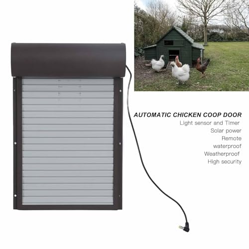 Automatic Chicken Coop Door Opener, Battery Powered Metal Poultry Pet Door with Timer, LED Display Auto Coop Doors for Duck Goose