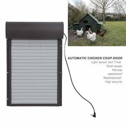 Automatic Chicken Coop Door Opener, Battery Powered Metal Poultry Pet Door with Timer, LED Display Auto Coop Doors for Duck Goose