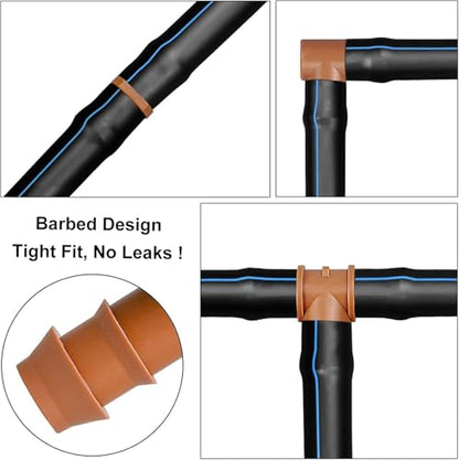 JAYEE 25 Pack Drip Irrigation Barbed Tee Fittings (17mm) for 1/2" Drip Hose(0.600”ID) ，Sprinkler Tubing Connector for Drip System - color: 25P Tee