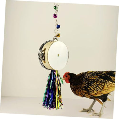 Outanaya Chicken Toy Egg Laying Feature Pet Chicken Hanging Mirror Interactive Plaything