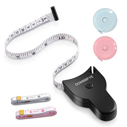5 Pieces Body Tape Measure Body Measuring Tape Weight Loss, Retractable Push Button and Double Scale, Measuring Tape for Body Measurements Cloth Soft Small Waist Fabric Sewing Tailor, 150cm/60inch - color: Black