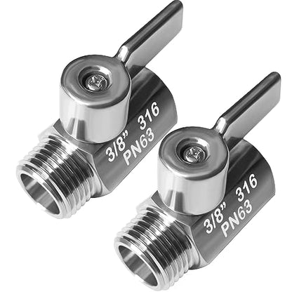 Beduan Mini Ball Valve Stainless Steel(316) 3/8" NPT Male x NPT Female Mini Ball Shutoff Valve(Pack of 2) - size: 3/8 Inch, style: 2 PACK