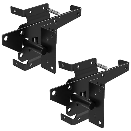 Self-Locking Gate Latch Heavy Duty: 304 Stainless Steel Automatic Gravity Lever - Post Mount Gate Lock for Wood/PVC/Vinyl Fence - Door Latch Hardware for Secure Pool/Outdoor Yard/Garden Gates 2 Pack - size: 2 Pack