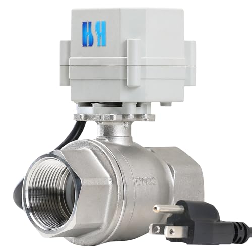 1/2" 3/4" 1" 110-230VAC Normally Closed/Open CF8/Stainless Steel 304 Motorized Electrical Ball Valve With U.S. Plug (1-1/4 Inch, Normally Closed) - color: Stainless Steel Normally Closed, size: 1-1/4 Inch
