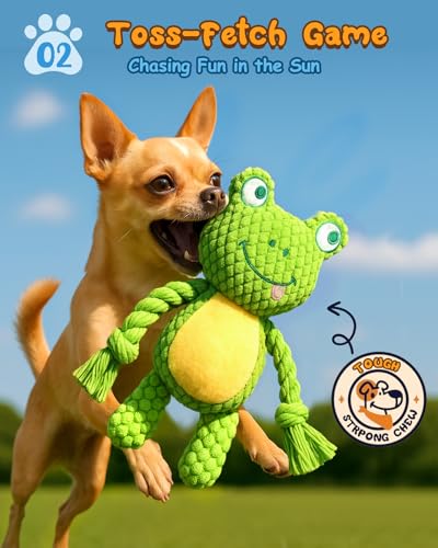Swooflia 2 Pack Squeaky Dog Toys - Crinkle Plush Pig and Frog Toys for Puppies, Interactive and Stimulating Toy to Relieve Boredom for Small Dogs and Keep Them Busy - size: 2 pcs