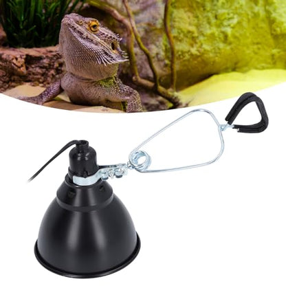 Reptile Light Fixture, 250W Aluminum Deep Dome Heat Lamp with 360 Degree Rotation, for E27 UVA UVB Bulb and Infrared Ceramic Heaters