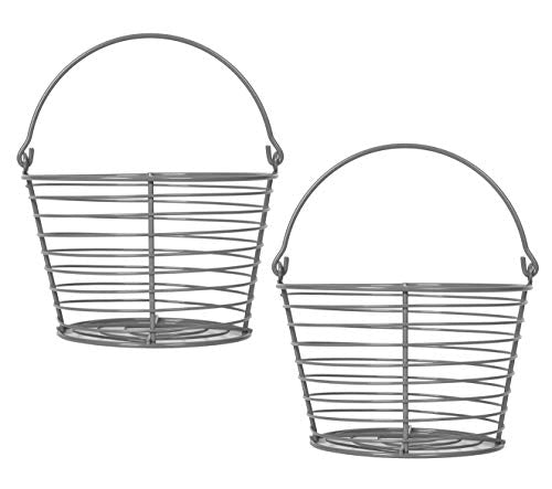 CONCORD 8" Egg Basket For Storage Collecting and Transporting Chicken and Duck Eggs. Farm Grade Wire Baskets. 2 Pack (Grey) - color: Grey