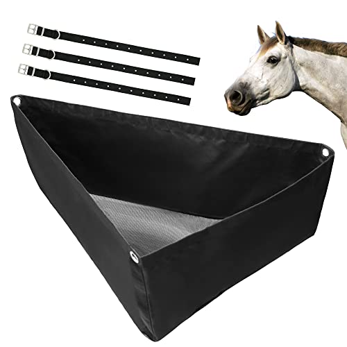 ASOOLL Horse Corner Hay Feeder with Large Capacity, Mesh Bottom and Metal Snaps, Fit for Horse Trailer Stall