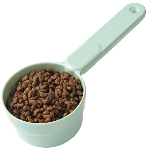 Joyinjojo Dog Cat Food Scoop - Pet Food Scoop Dog Food Measuring Cup 1/2 1/4 Cup, Comfortable Long Handle for Easy to Scoop Food, Mint Green 1/2 Cup - color: Mint Green, size: 1/2 Cup