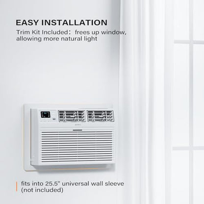ROVSUN 10000 BTU Through the Wall Air Conditioner with Remote Control, 4-in-1 Wall AC Unit, Heater, Dehumidifier & Fan with Timer for Bedroom, Apartment, Dorm up to 450 Square Feet, 230V/60Hz - style: 10000 BTU-Cool & Heat