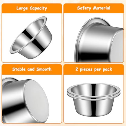 2 Pack Metal Dog Bowls, Stainless Steel Dog Bowls, Metal Food and Water Dish, 5.1" Basic Pet Feed Bowl for Medium Dogs and Cat, Replacement Bowl for Elevated Stand, Dishwasher Safe Dish