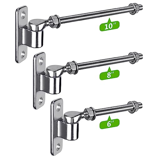 Insaga 304 Stainless Steel Gate Hinges Set - Heavy Duty 8'' J Bolt and Wall Mount Hinges, One Piece with Non-Welded for Long Lasting Fit Farm Fence Barn Gates, Load Capacity up to 500LB - size: 8''-2Pack