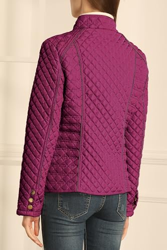 Bellivera Women's Stand Collar Lightweight Quilted Puffer Jacket | Casual Padded Zip Long Sleeve Coat for Spring and Winter with Pockets - color: Red, size: 3X-Large