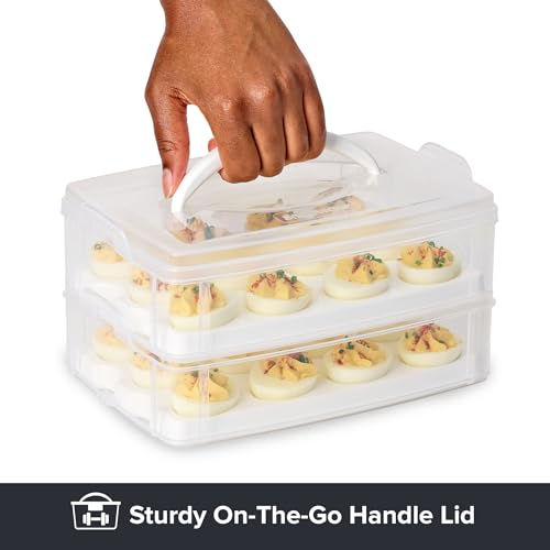 Snapware (2-Layer, 24 Eggs) Plastic Detachable Deviled Egg Carrier Storage Container With Lid and Handle, Freezer Dishwasher Microwave Safe - size: Medium