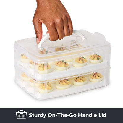 Snapware (2-Layer, 24 Eggs) Plastic Detachable Deviled Egg Carrier Storage Container With Lid and Handle, Freezer Dishwasher Microwave Safe - size: Medium