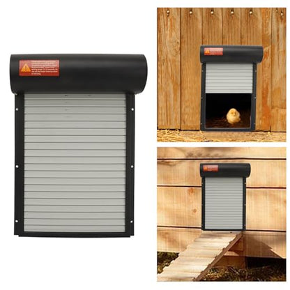 Auto Chicken Door, Battery Powered LED Display Automatic Chicken Door Opener for Duck (Black) - color: Black