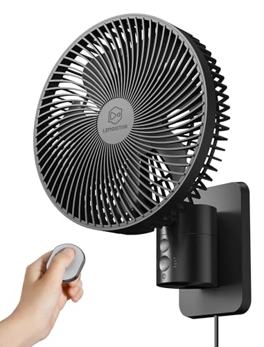 8.5-Inch Quiet Wall-Mounted Oscillation Fan with Remote & Timer, 4-Speed Adjustable for Small Bathrooms, Indoor Bedroom Cooling for RV, Adjustable Tilt, 5.92 ft Cord, Garage Cooling Fan for Home - color: Black Frame/Black Blade, size: 8.5 Inch
